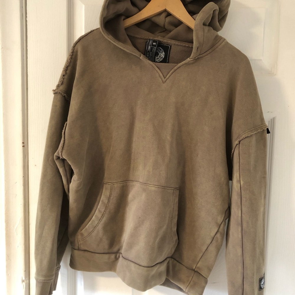 Alphalete 100% Cotton Workwear Hoodie in Faded Olive